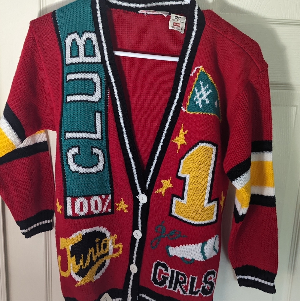 Vintage football cardigan with original tags '80s to '90s